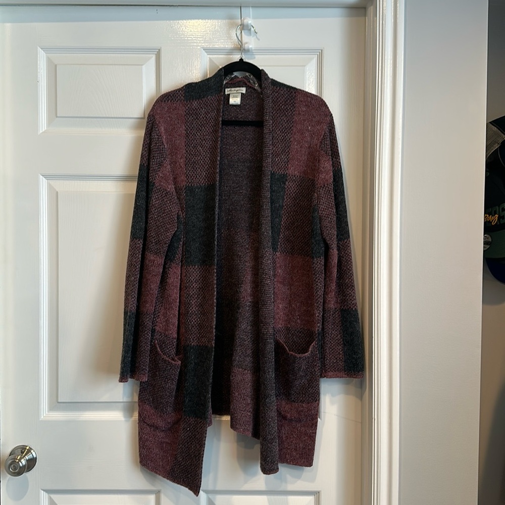 Cotton Emporium Open Cardigan Buffalo Check